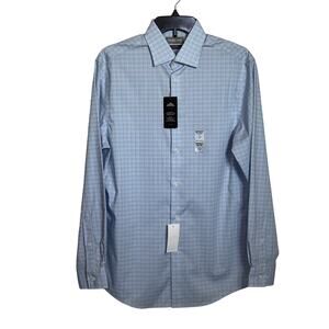 Michael Kors Men's RegFit Comfort Stretch Check Dress Shirt Aqua 15.5 32-33 $90